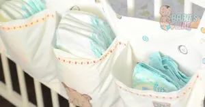 Diapers in a hanging caddy